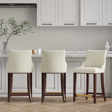 Manhattan Comfort Shubert Counter Stool in Ivory - Set of 3 3-CS016-IV